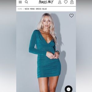 “Nico mini dress blue” From princess Polly. NEVER WORN WITH TAGS! Originally $65